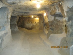 Dugout rooms in an underground city